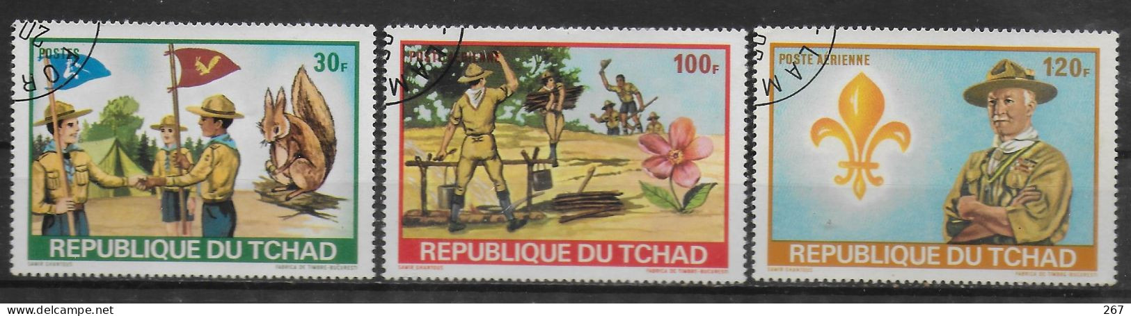 TCHAD      PA  258/60 Oblitere  Scoutisme Fleurs Ecureuil - Oblitérés