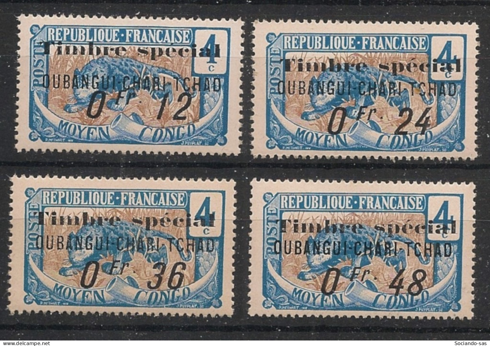 OUBANGUI - 1922 - Fiscal N°CEPF 1 à 4 - Panthère 4c Bleu - Neuf GC** / MNH / Postfrisch - Neufs