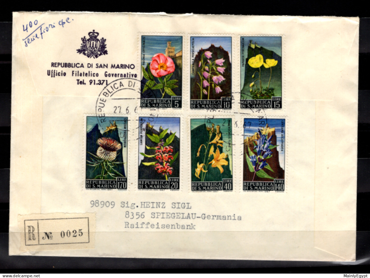 SAN MARINO - 1967 FDC Mi. 880-6 - Flowers (BB061) - Covers & Documents