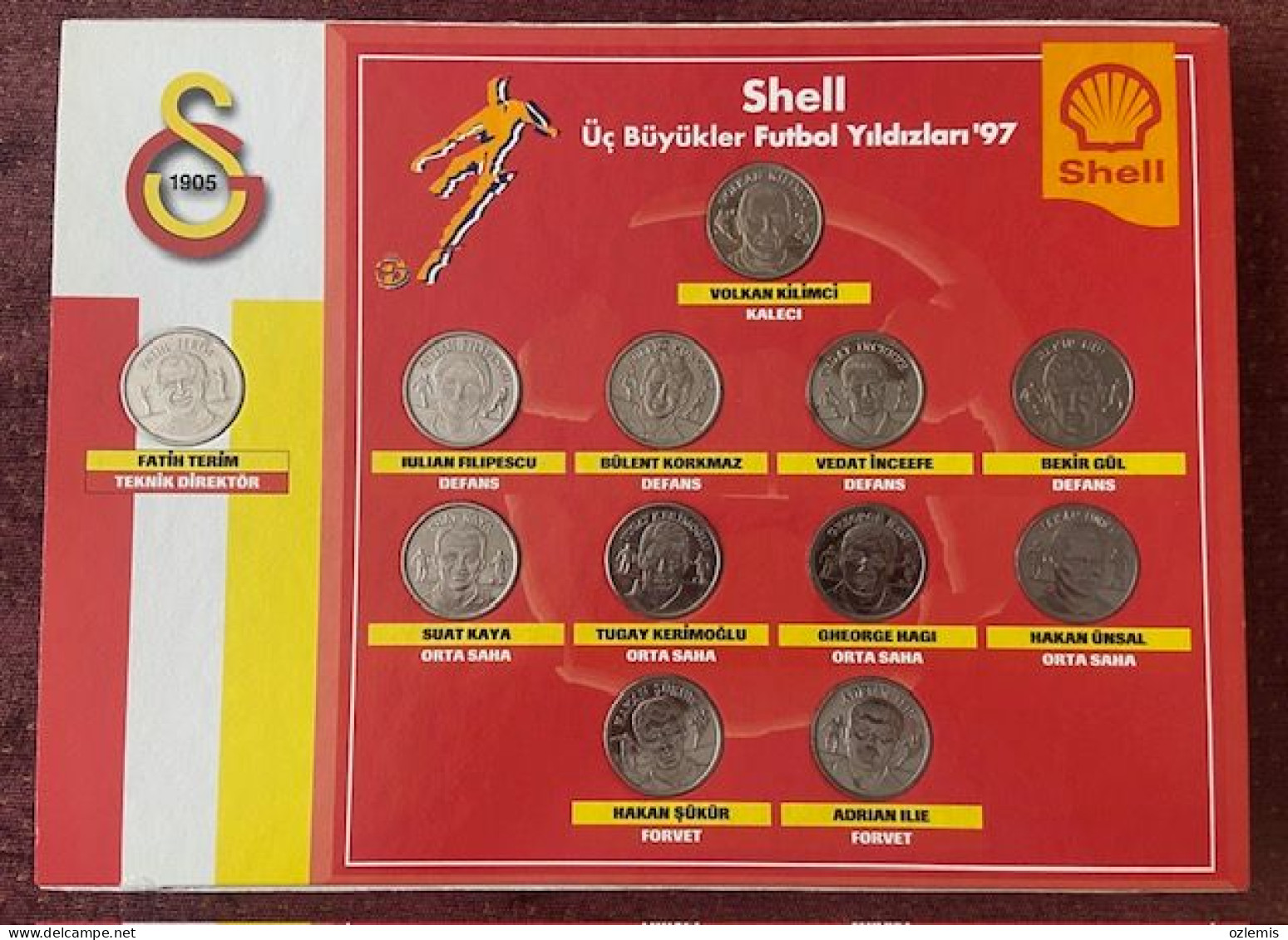 TURKEY,TURKEI,TURQUIE , GALATASARAY , ,SHELL ,FOOTBALL ,STARS OF SPORTS ,1997 , MEDALLION ,COLLECTION,TOKEN - Professionnels / De Société