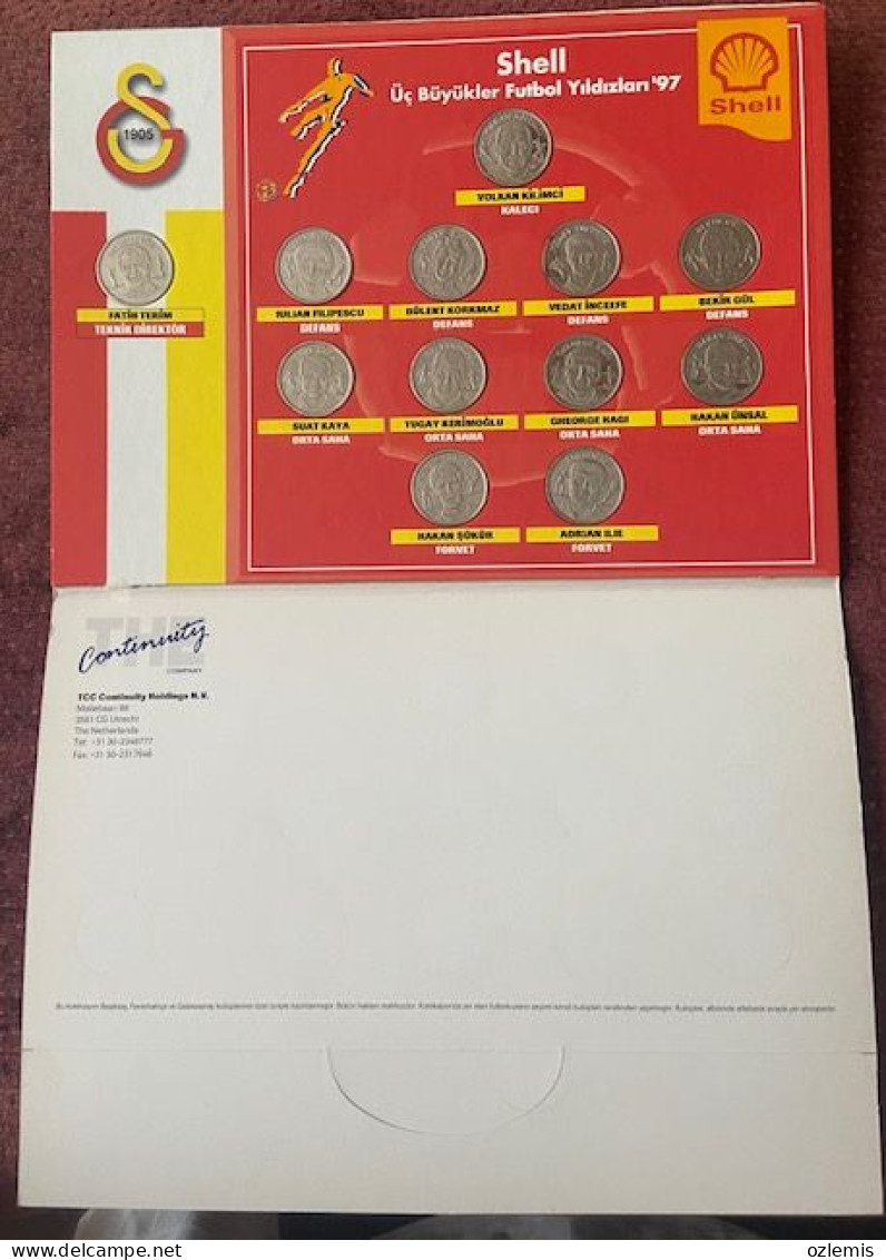 TURKEY,TURKEI,TURQUIE , GALATASARAY , ,SHELL ,FOOTBALL ,STARS OF SPORTS ,1997 , MEDALLION ,COLLECTION,TOKEN - Firma's