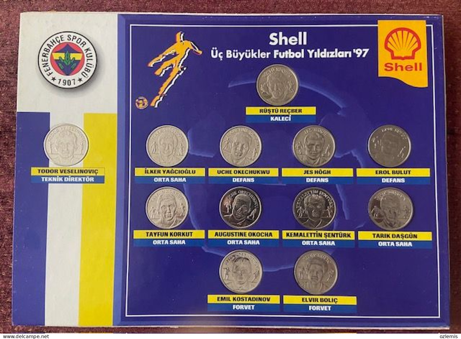 TURKEY,TURKEI,TURQUIE , FENERBAHCE ,SHELL ,FOOTBALL ,STARS OF SPORTS ,1997 , MEDALLION ,COLLECTION,TOKEN - Professionnels / De Société