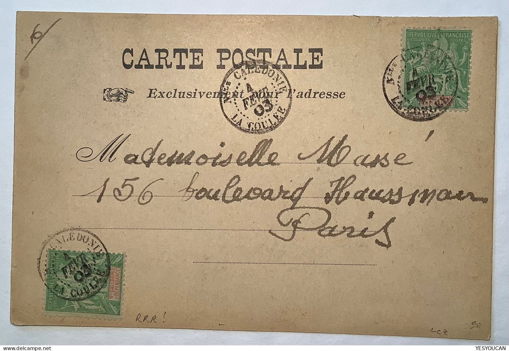 "LA COULÉE 1903" Oblitération RR ! Cpa"Baie De La Moselle Nouméa"type Groupe SUP (Nouvelle-Calédonie Cover Carte Postale - Brieven En Documenten