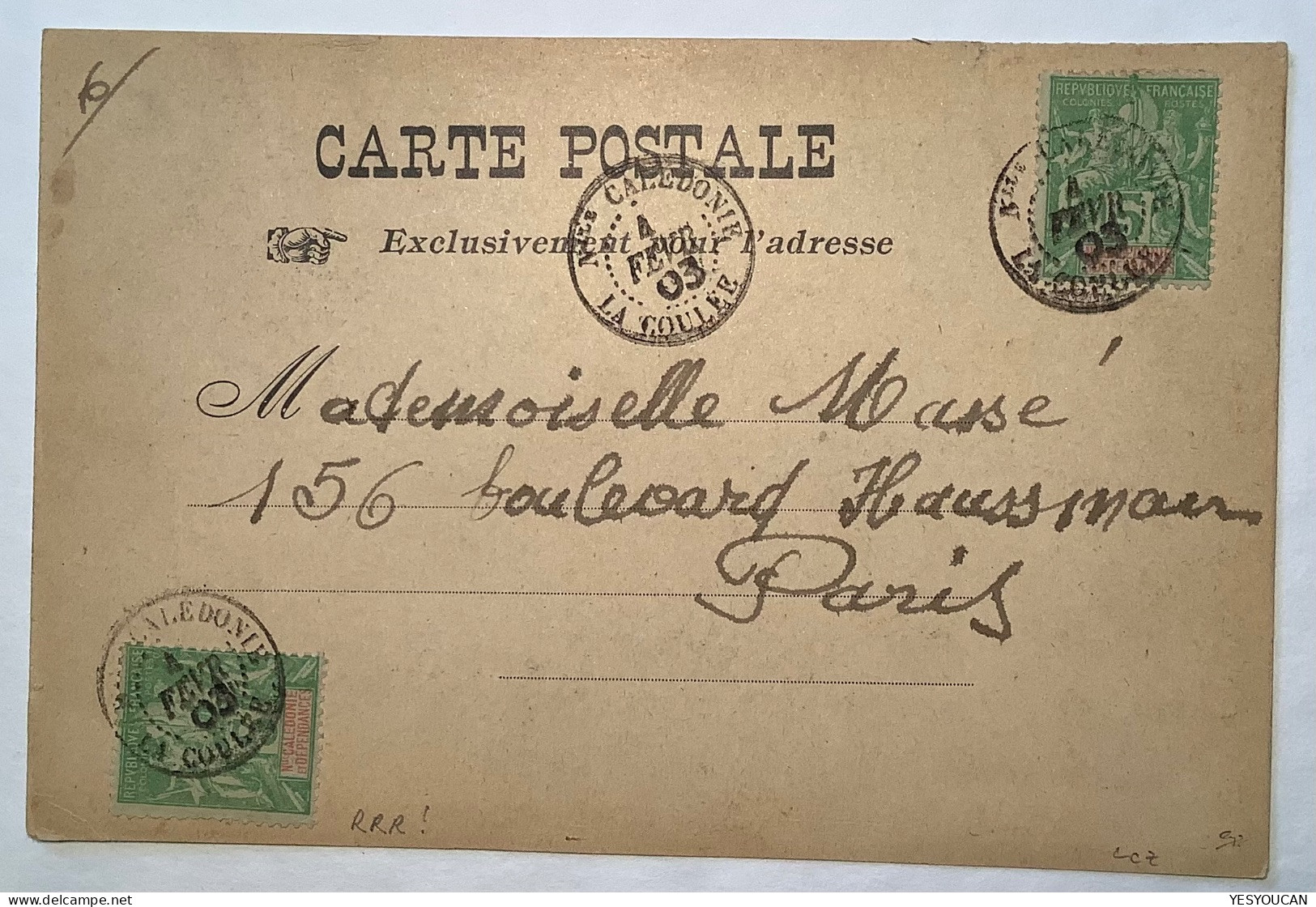 "LA COULÉE 1903" Oblitération RR ! Cpa"Baie De La Moselle Nouméa"type Groupe SUP (Nouvelle-Calédonie Cover Carte Postale - Storia Postale