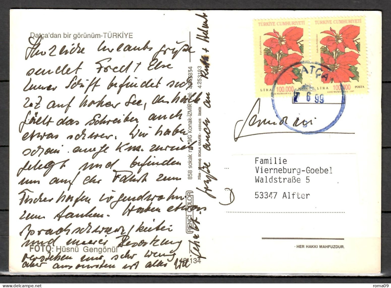 MiNr. 3125 (2x), Freimarken: Blumen, Auf Postkarte Nach Deutschland; B-2056 - Cartas & Documentos