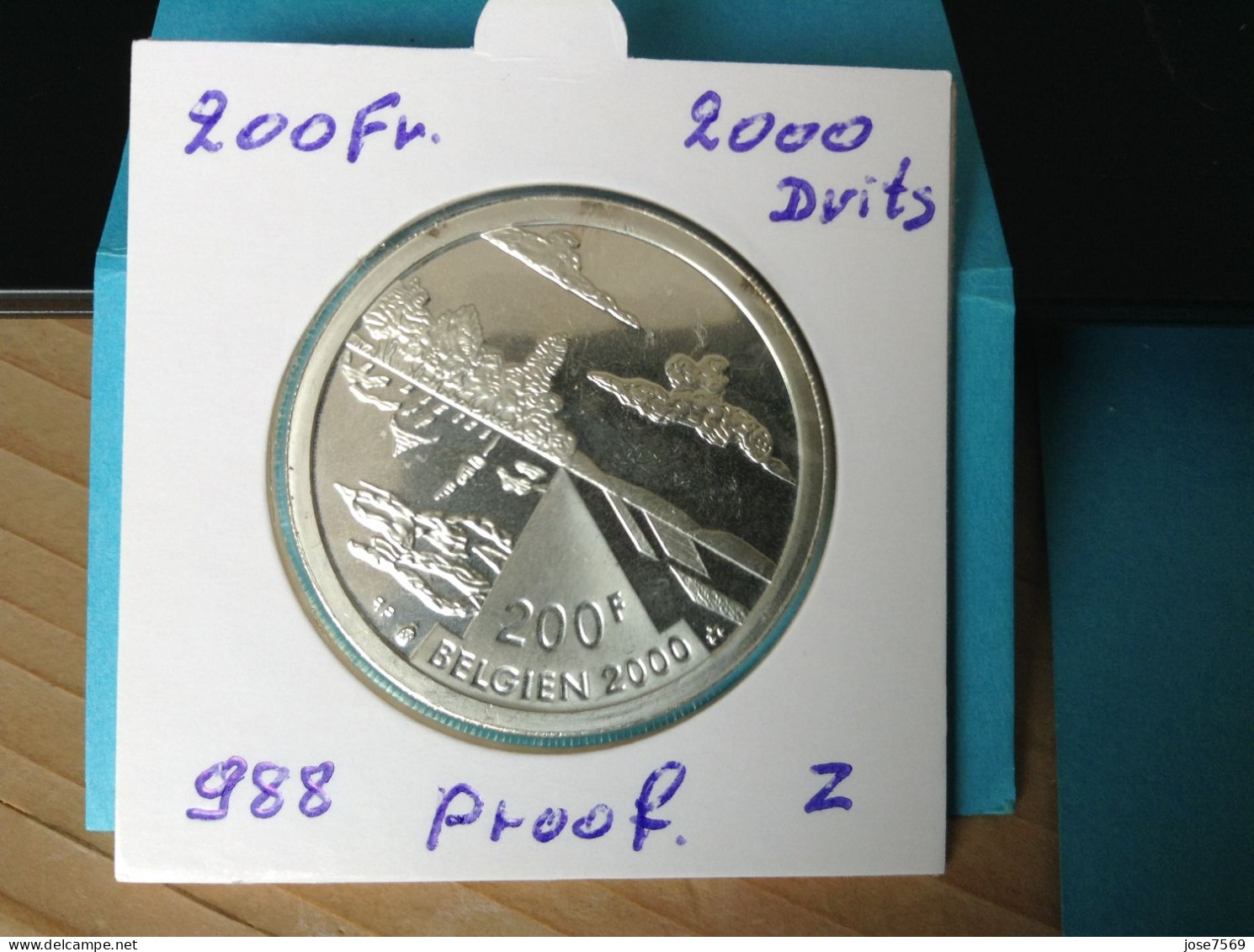 België Albert II  200 Frank 2000 Duits. PROOF Zilver (Morin 988) - 200 Francs