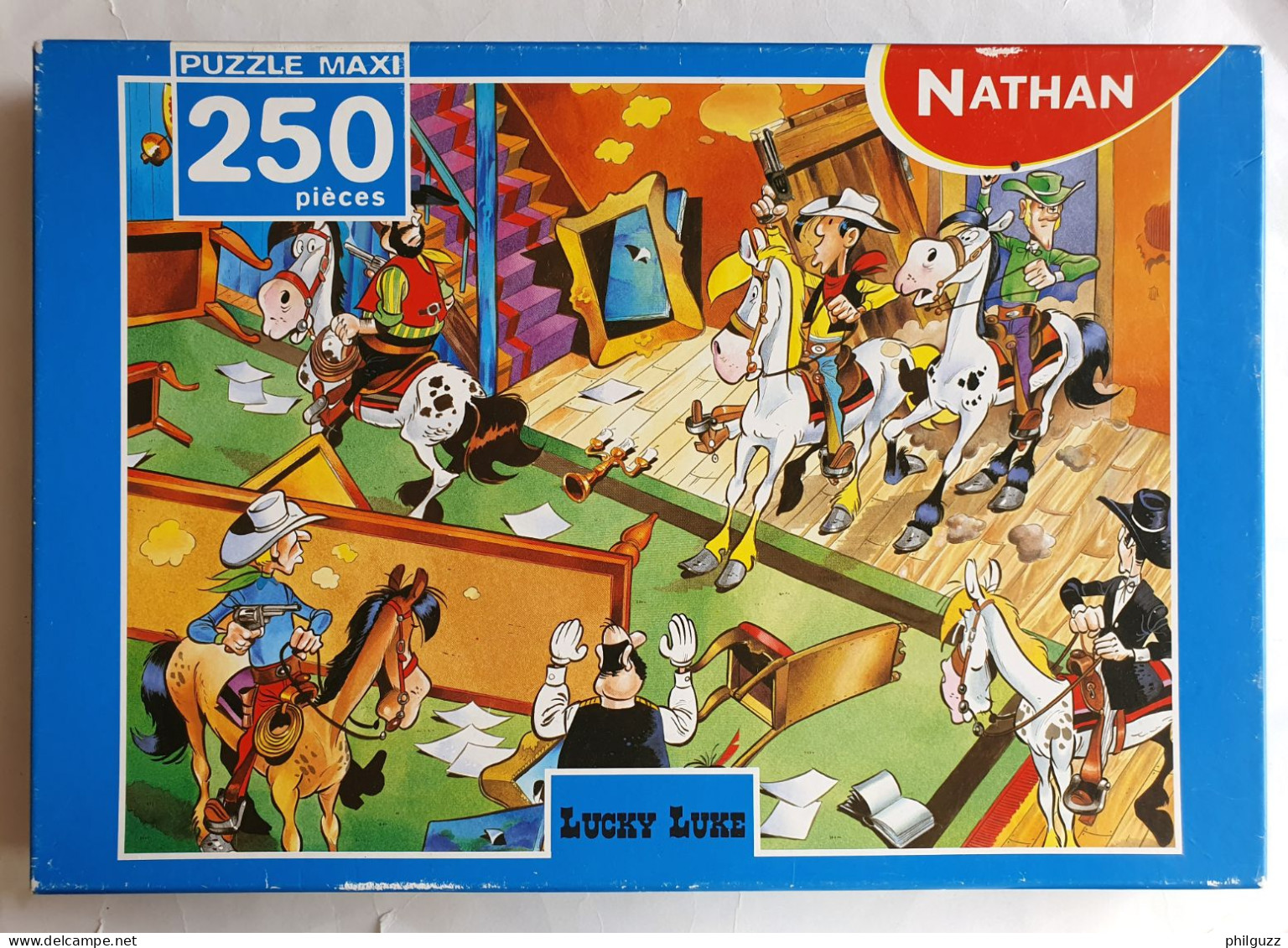 PUZZLE NATHAN LUCKY LUKE 250 Pièces 1999 Hauts Les Mains ! COMPLET Dans Sa Boîte - Puzzels