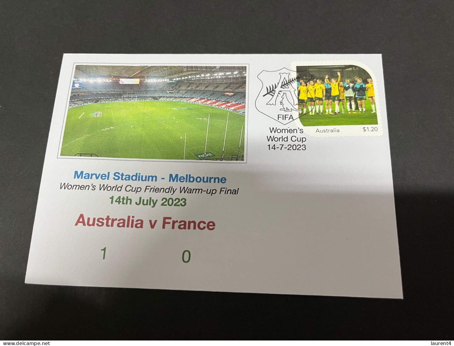 14-7-2023 (2 S 10 A) Women's Football World Cup ($1.20 Matildas Stamp) FIFA Friendly Final - Australia (1) France (0) - 2 Dollars