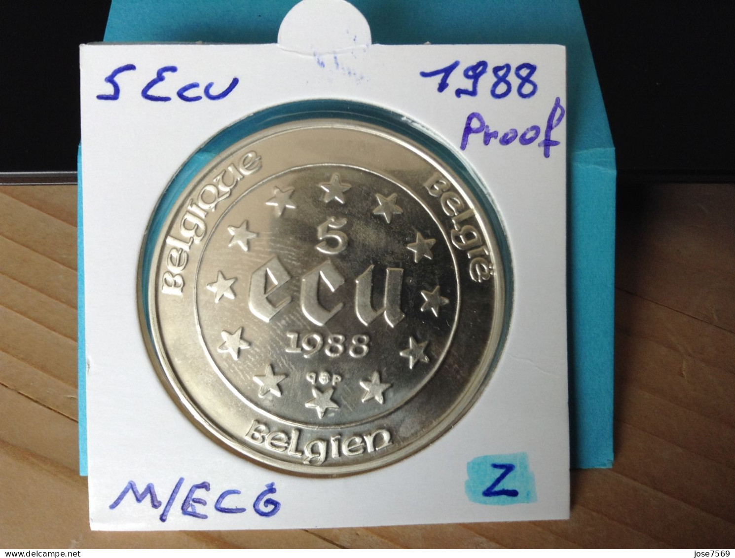 België Albert II  5 Ecu 1988. PROOF Zilver (Morin M/EC6) - Ecus (gold)