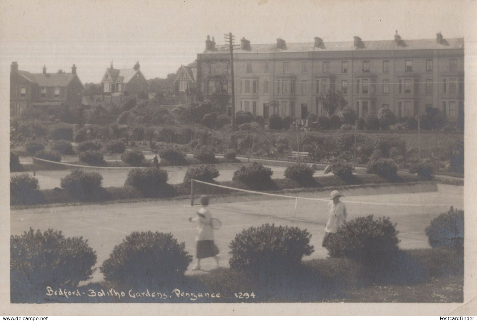 Bedford Bolithe Gardens Penzance Tennis Courts Old Postcard - Andere & Zonder Classificatie