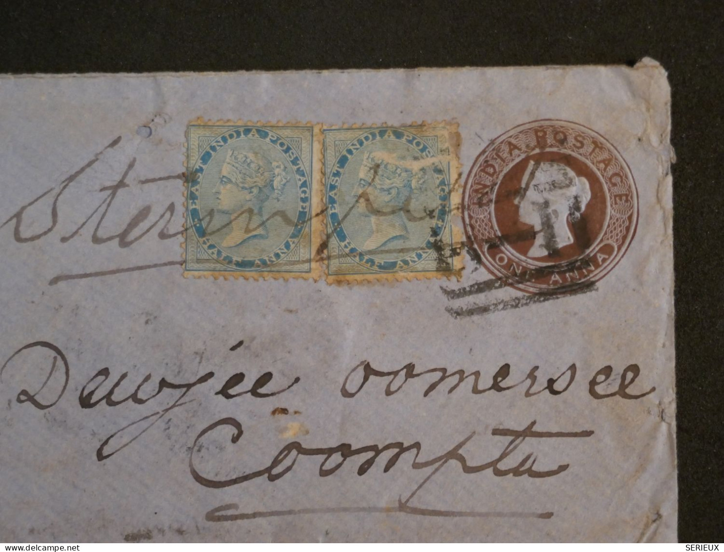 BV17 INDIA    BELLE LETTRE ENTIER INDE RRR 1898 A COOMPTA+ +CACHET CIRE +AFF. INTERESSANT+++ - 1882-1901 Imperio