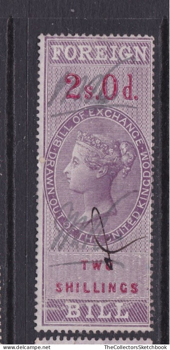 GB  QV  Fiscals / Revenues Foreign Bill 2/- Lilac And Red Gu Perf 14;  Barefoot 57. - Fiscaux