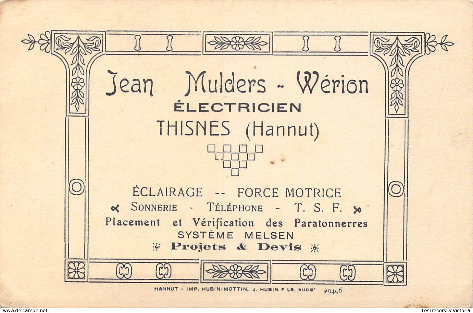 BELGIQUE - Thisnes - Jean Mulders - Wérion - Electricien - Carte Postale Ancienne - Hannuit
