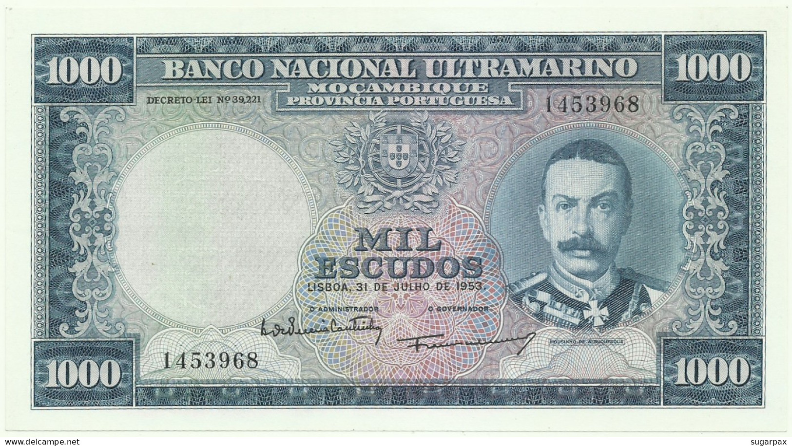 Mozambique - 1000 Escudos - 31.07.1953 - P 105 - Unc. - RARE In This Condition - Afonso De Albuquerque - 1.000 - Mozambique