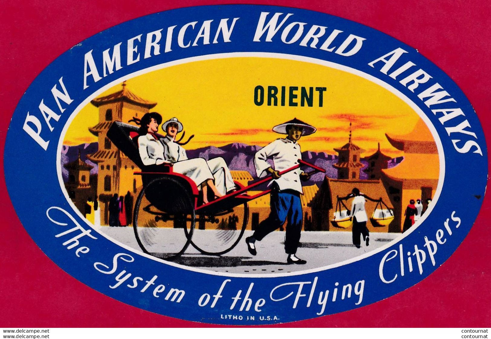 étiquette à Bagage USA  PAN AMERICAN WORLD AIRWAYS ORIENT   The System Of The Flying Clippers - Etiq1 - Etiquetas De Equipaje
