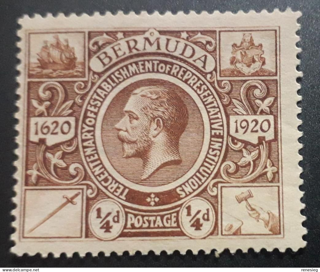 1921, George V, 1/4d, Yv 64 MNH - Bermuda