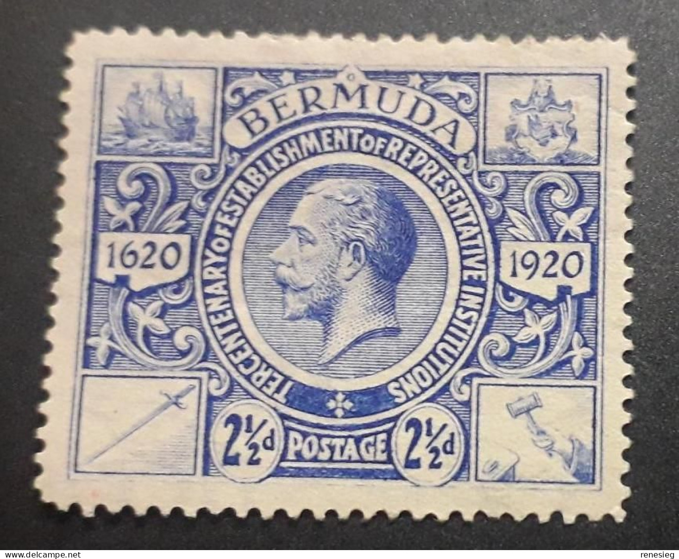 1921, George V, 21/2d, Yv 68 MH - Bermudas