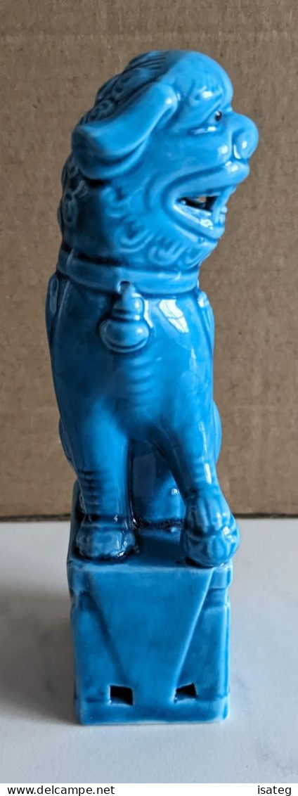 Figurine Chien FOO En Porcelaine émaillée Bleue - Honden