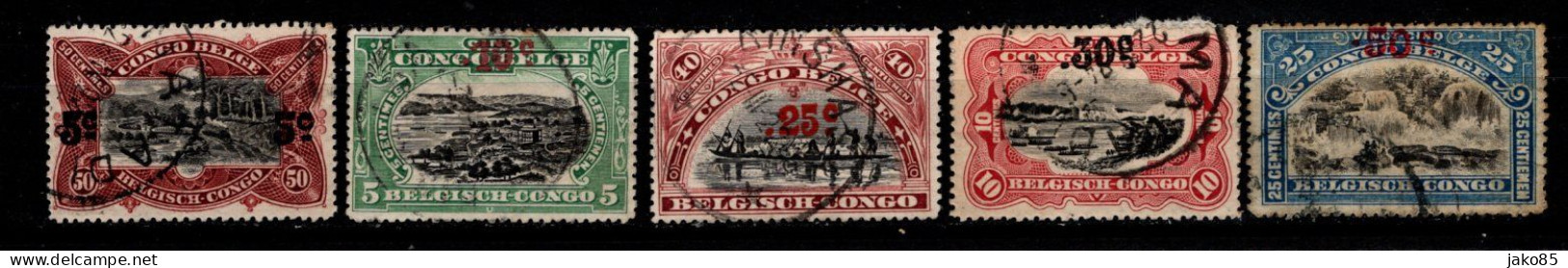 - CONGO BELGE - 1922/23 - YT N° 95 / 99 - Oblitérés- Surchargés - Série Complète - Ungebraucht