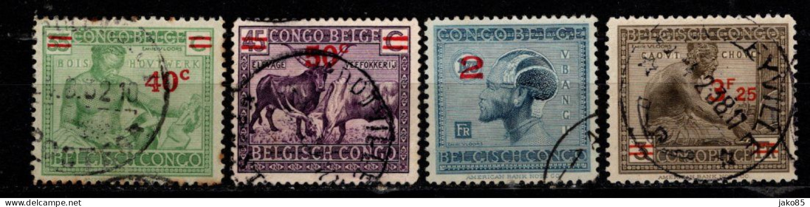- CONGO BELGE - 1931 / 32 - YT N° 159 / 161A - Oblitérés - Surchargés - Série Complète - Unused Stamps