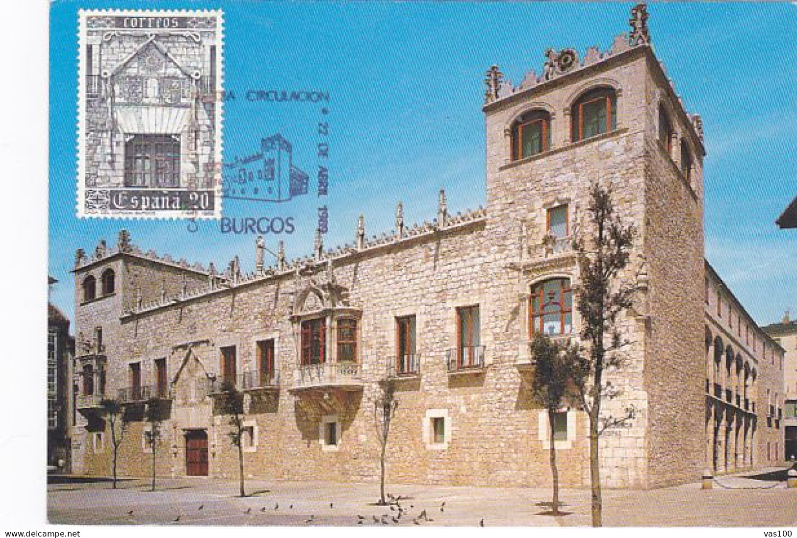 BURGOS- TREASURY OFFICE BUILDING, CM, MAXICARD, CARTES MAXIMUM, OBLIT FDC, 1989, SPAIN - Tarjetas Máxima