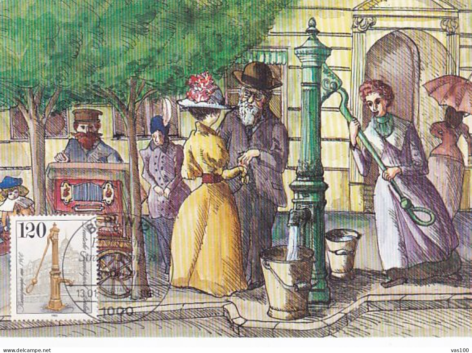 BERLIN- STREET WATER PUMP, CM, MAXICARD, CARTES MAXIMUM, OBLIT FDC, 1983, GERMANY - Maximum Kaarten