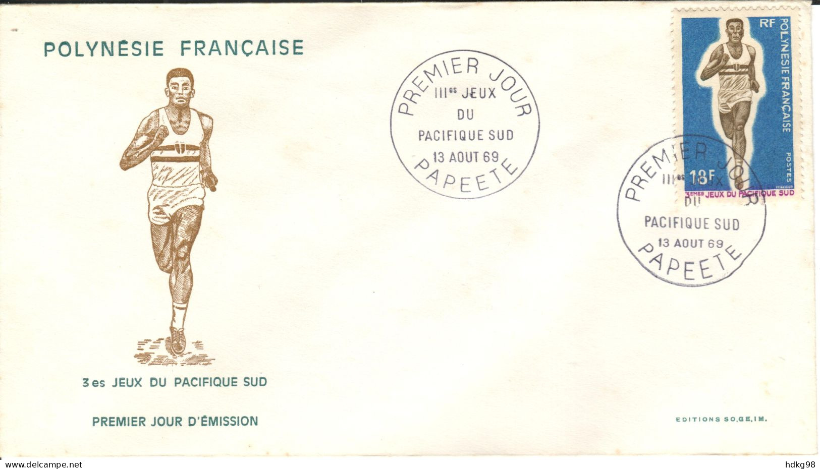 F P+ Polynesien 1969 Mi 98 FDC Langlauf - Covers & Documents