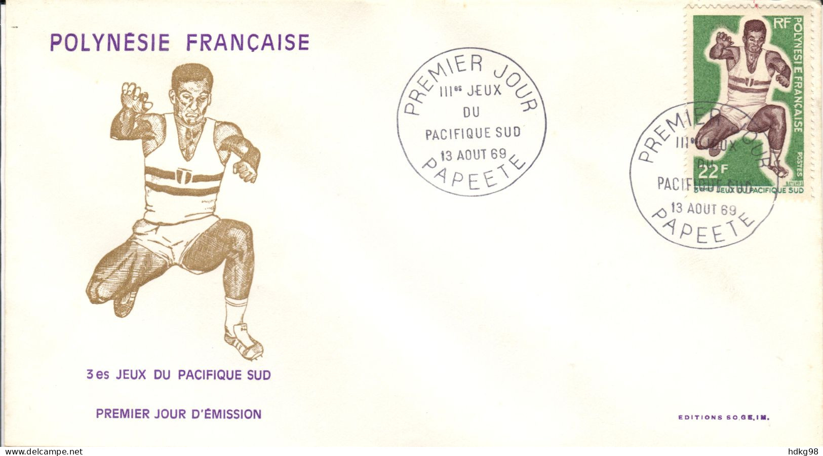 F P+ Polynesien 1969 Mi 99 FDC Weitsprung - Lettres & Documents