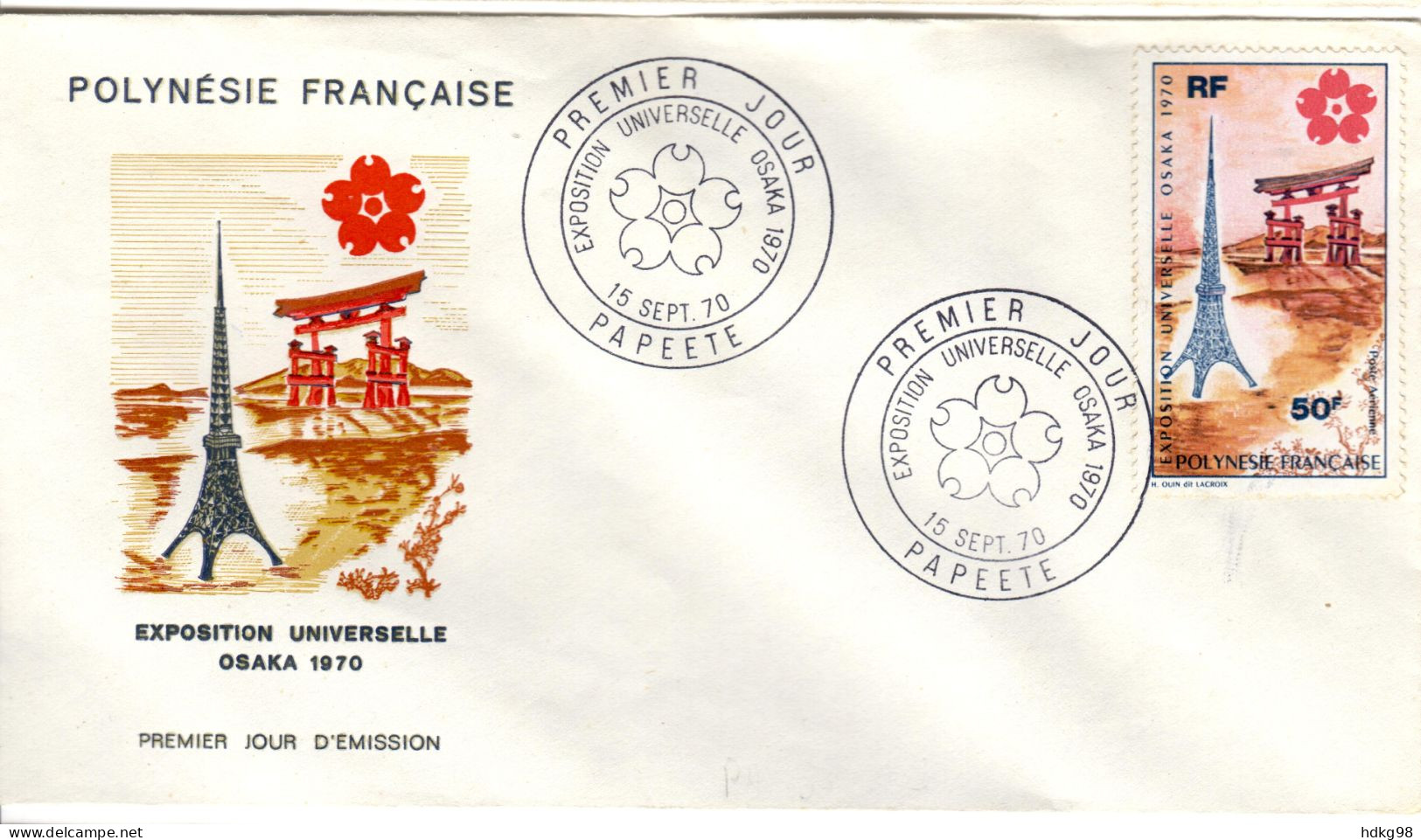 F P+ Polynesien 1970 Mi 114 FDC EXPO Osaka - Covers & Documents