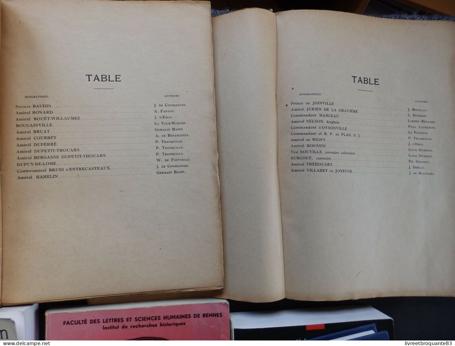 LOT DE LIVRES SUR LA MARINE  LA MARINE FRANÇAISE VICE AMIRAL JOUBERT UN MANQUE COUVERTURE BAS DROIT EDT1946  LES OFFICIE - Boats