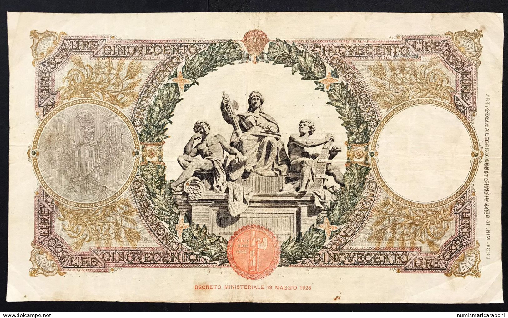 500 LIRE Mietitrice Fascio L'Aquila 18 01 1943 Rara Forellini E Macchioline LOTTO 1649 Bis - 500 Lire