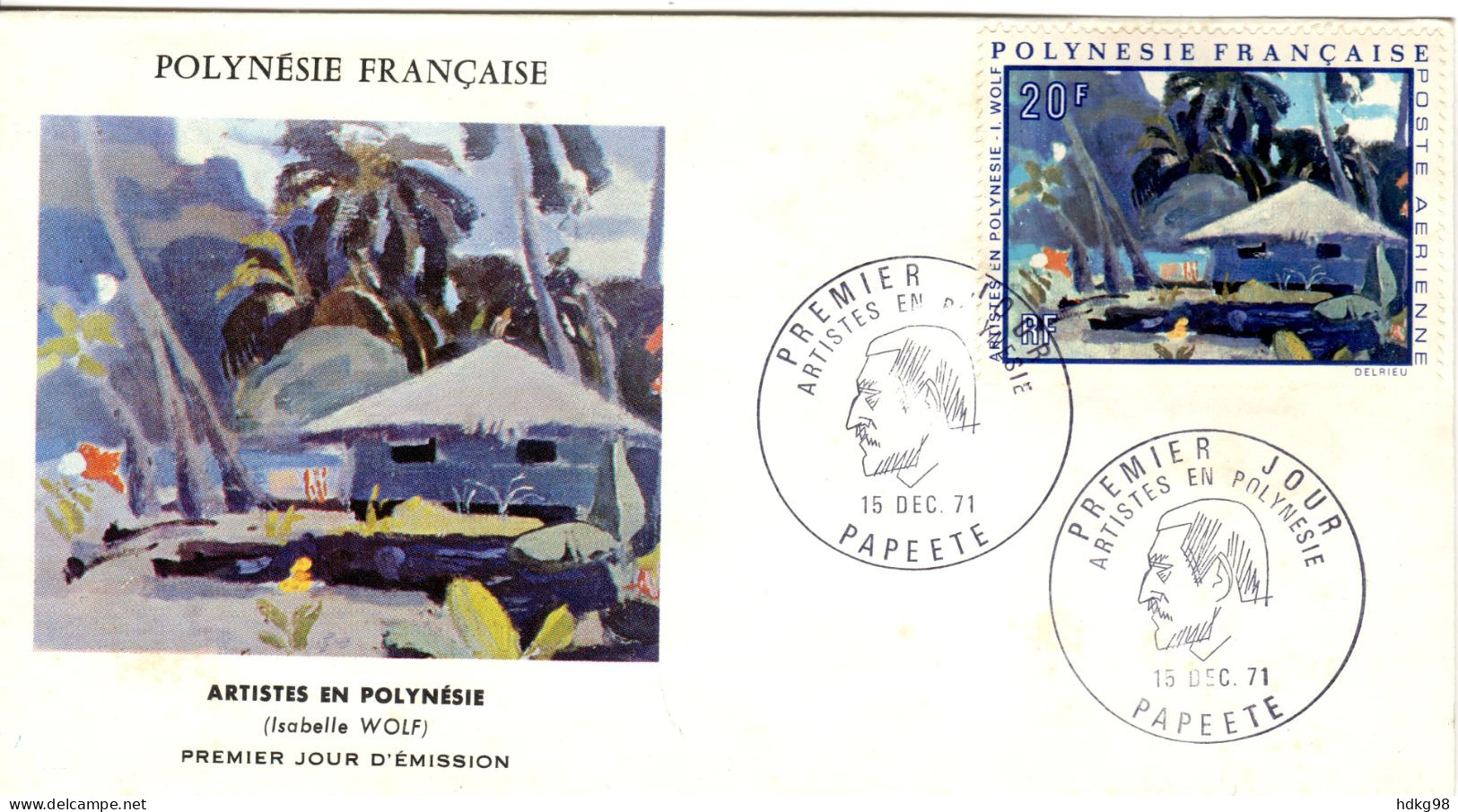 F P+ Polynesien 1971 Mi 145 FDC Isabelle Wolf - Covers & Documents