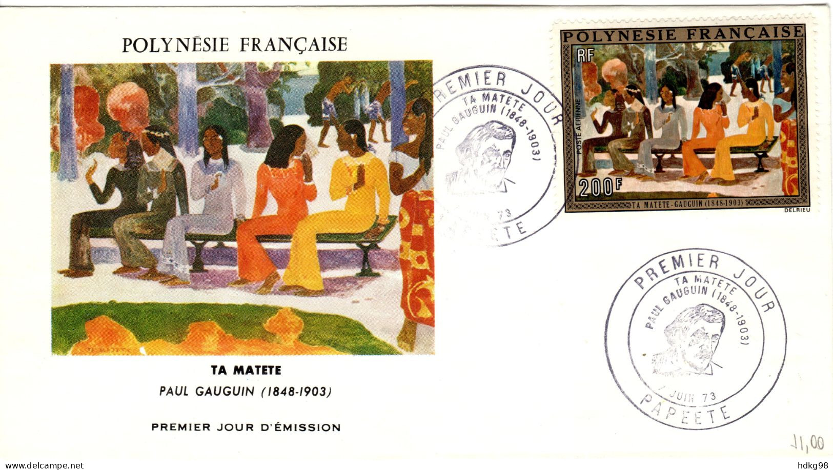 F P+ Polynesien 1973 Mi 167 FDC Gauguin - Lettres & Documents