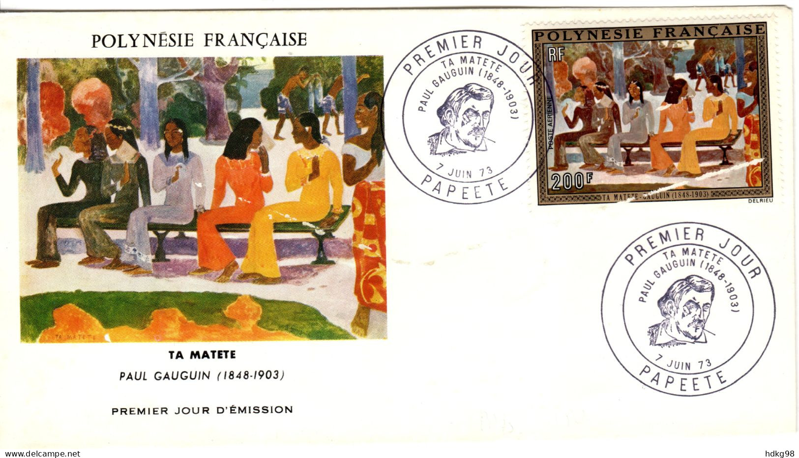 F P+ Polynesien 1973 Mi 167 FDC Gauguin - Briefe U. Dokumente