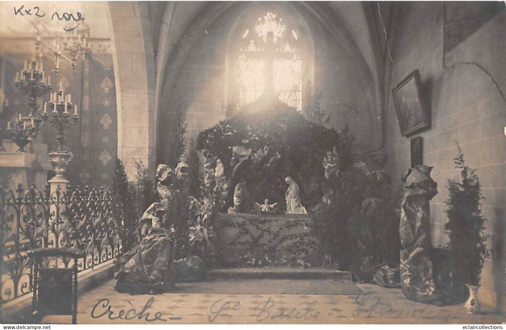 Etampes      91        Crèche Dans L'Eglise Saint Basile.   Ecrit En Bas De La Carte Photo. RARE  (voir Scan) - Etampes