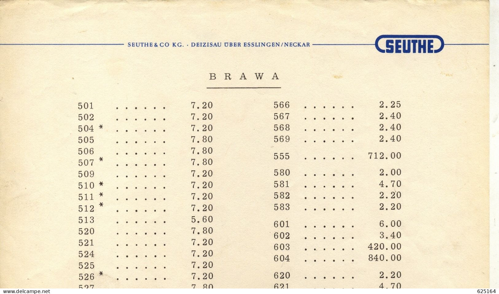 Catalogue BRAWA 1962 Liste De Prix En Francs Français - Französisch