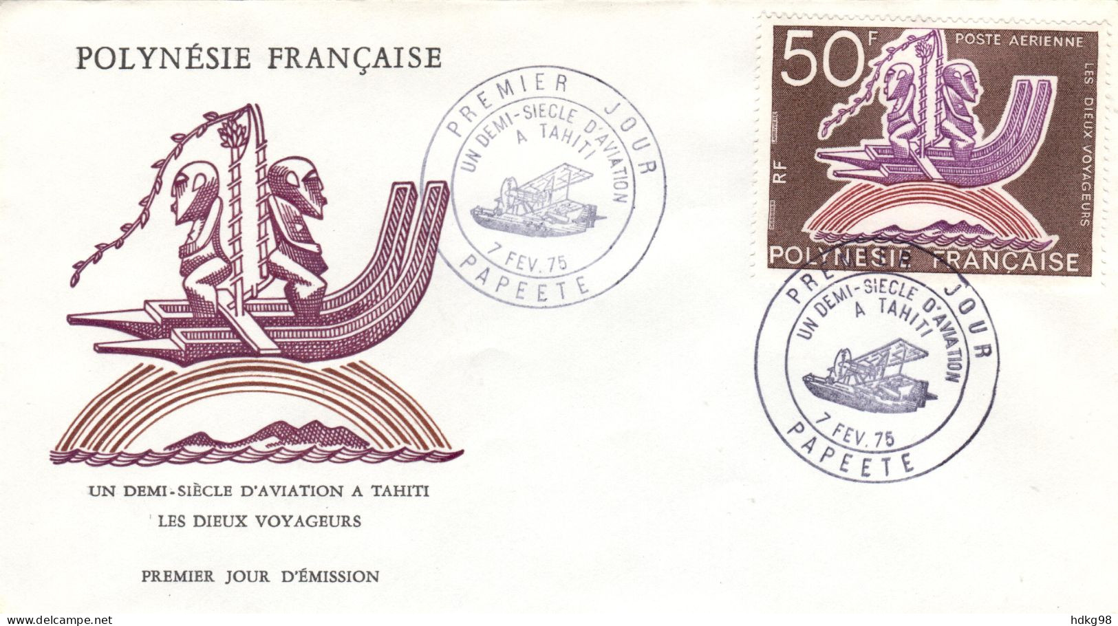 F P+ Polynesien 1975 Mi 192 FDC Flugverkehr - Covers & Documents