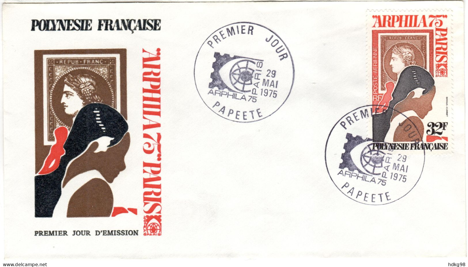 F P+ Polynesien 1975 Mi 195 FDC ARPHILA - Brieven En Documenten