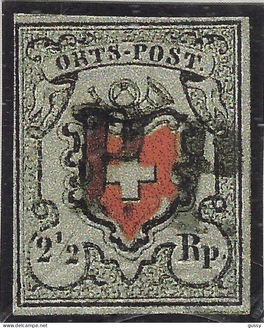 SUISSE Ca.1850: Le "2 1/2 ORTSPOST" ZNr. 13I, Sup. Obl. PP, Très Forte Cote, Attest. "Briefmarhen Prüfstelle" - 1843-1852 Kantonalmarken Und Bundesmarken