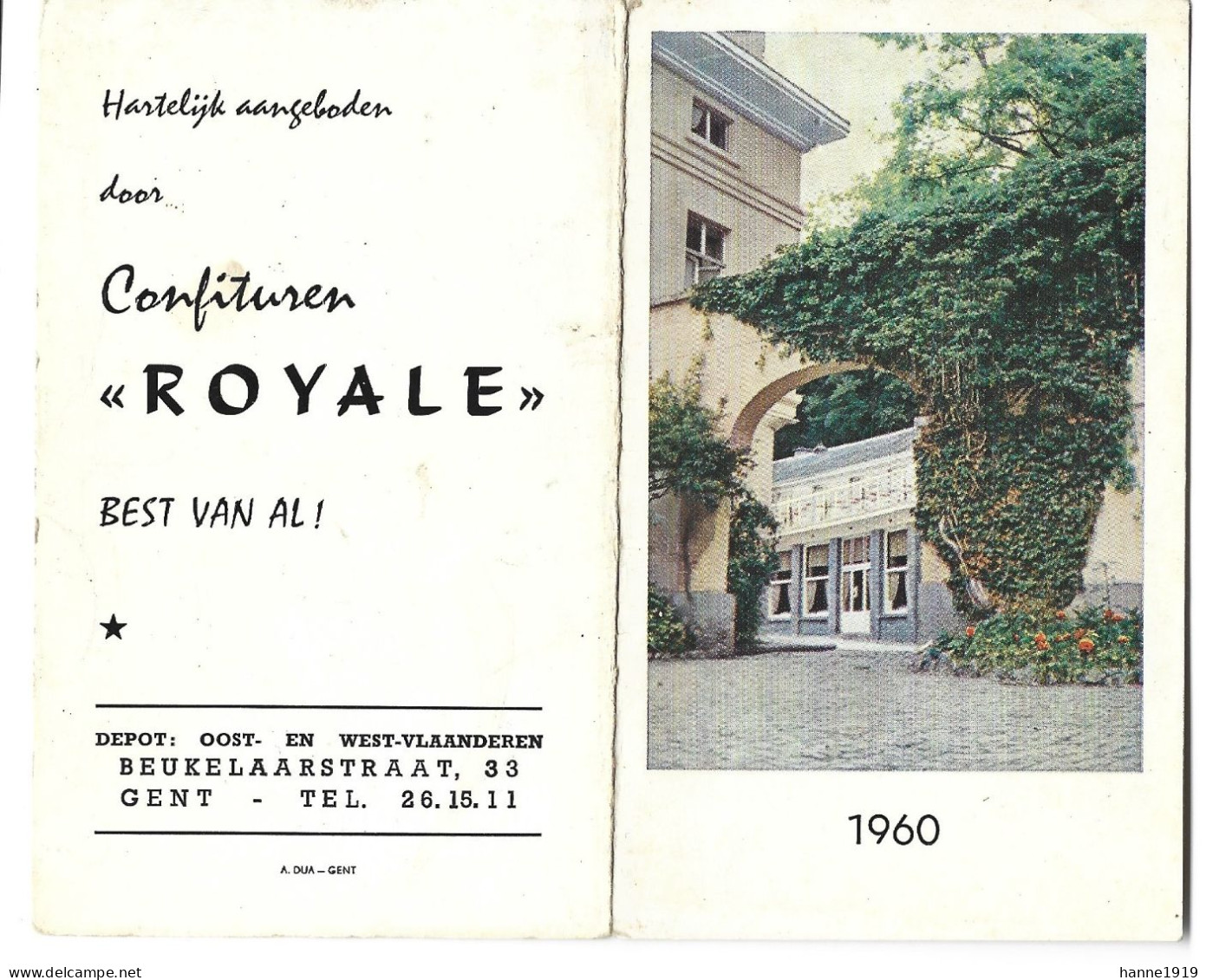 Gent Beukelaarstraat Confituren Royale 1960 Kalender Calendrier Htje - Petit Format : 1941-60