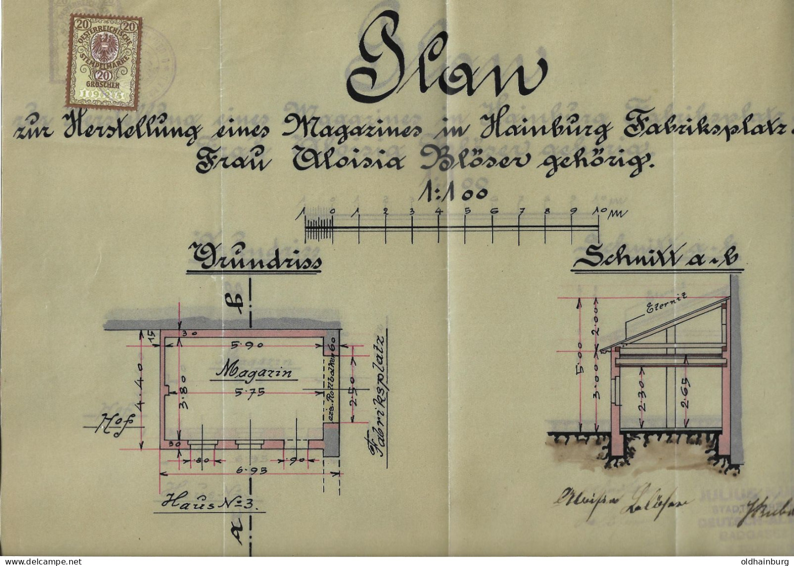 1112q: Fiskal- Beleg Behördliches Dokument 1925, 20 Groschen, Hainburg An Der Donau, Fabriksplatz 3 - Fiscaux