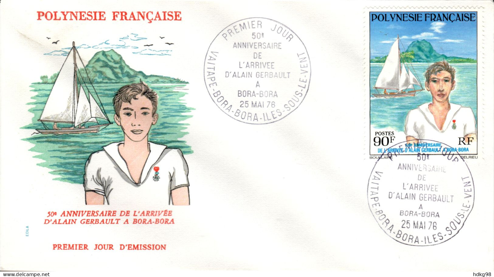 F P+ Polynesien 1976 Mi 216 FDC Gerbault - Covers & Documents