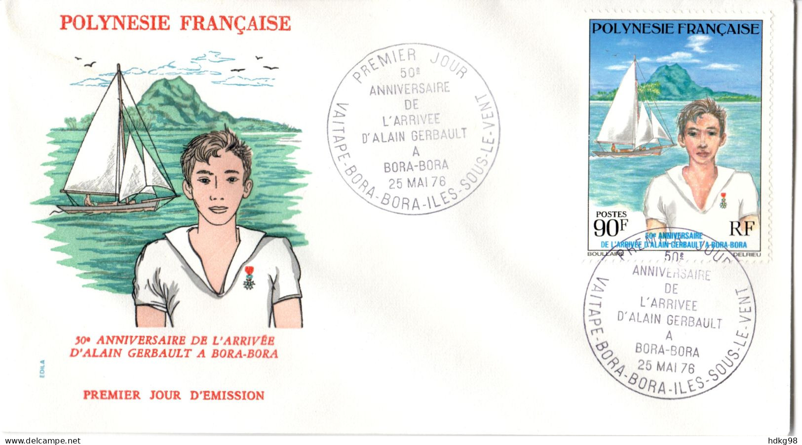 F P+ Polynesien 1976 Mi 216 FDC Gerbault - Brieven En Documenten