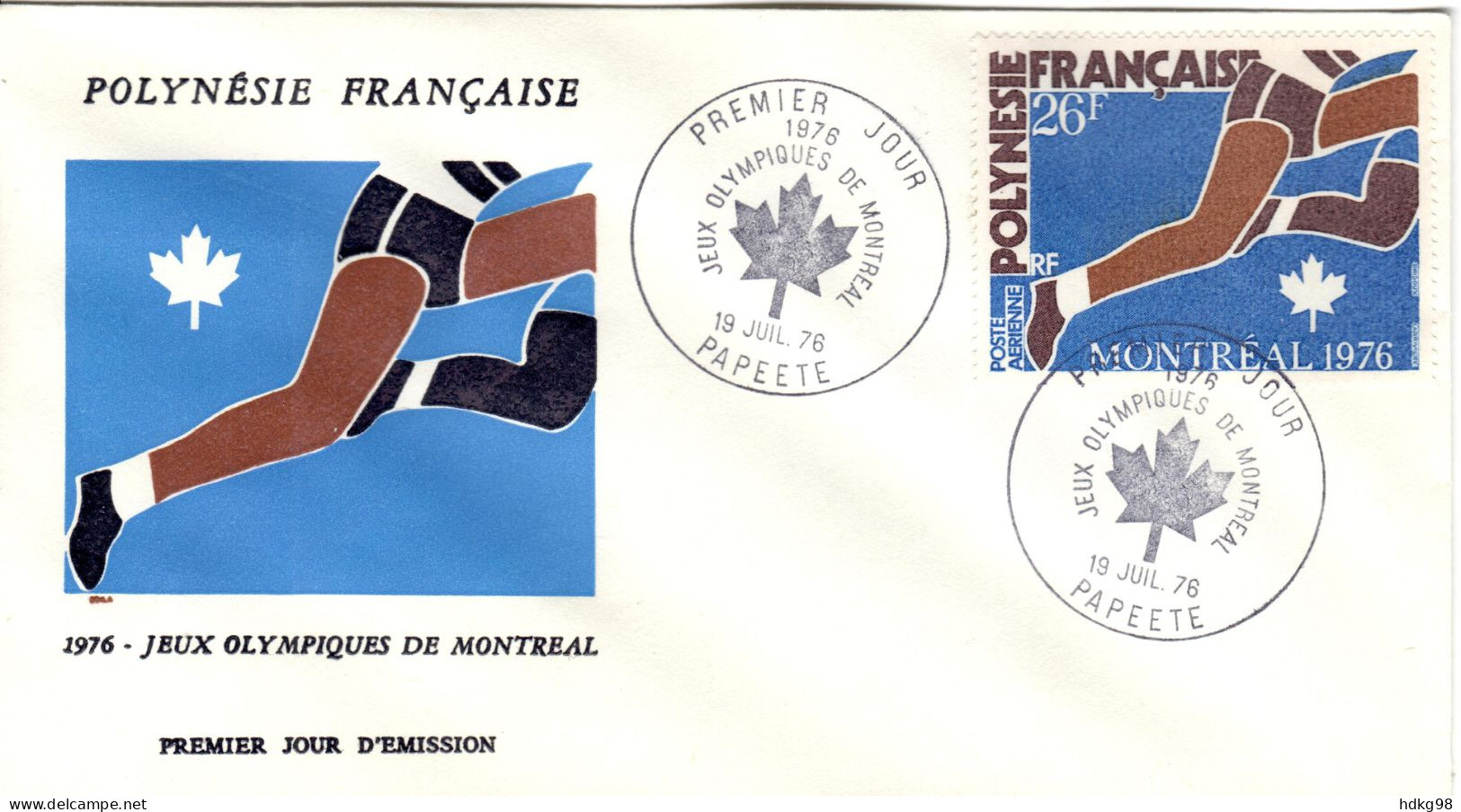 F P+ Polynesien 1976 Mi 219 FDC Olympiade Montreal - Covers & Documents