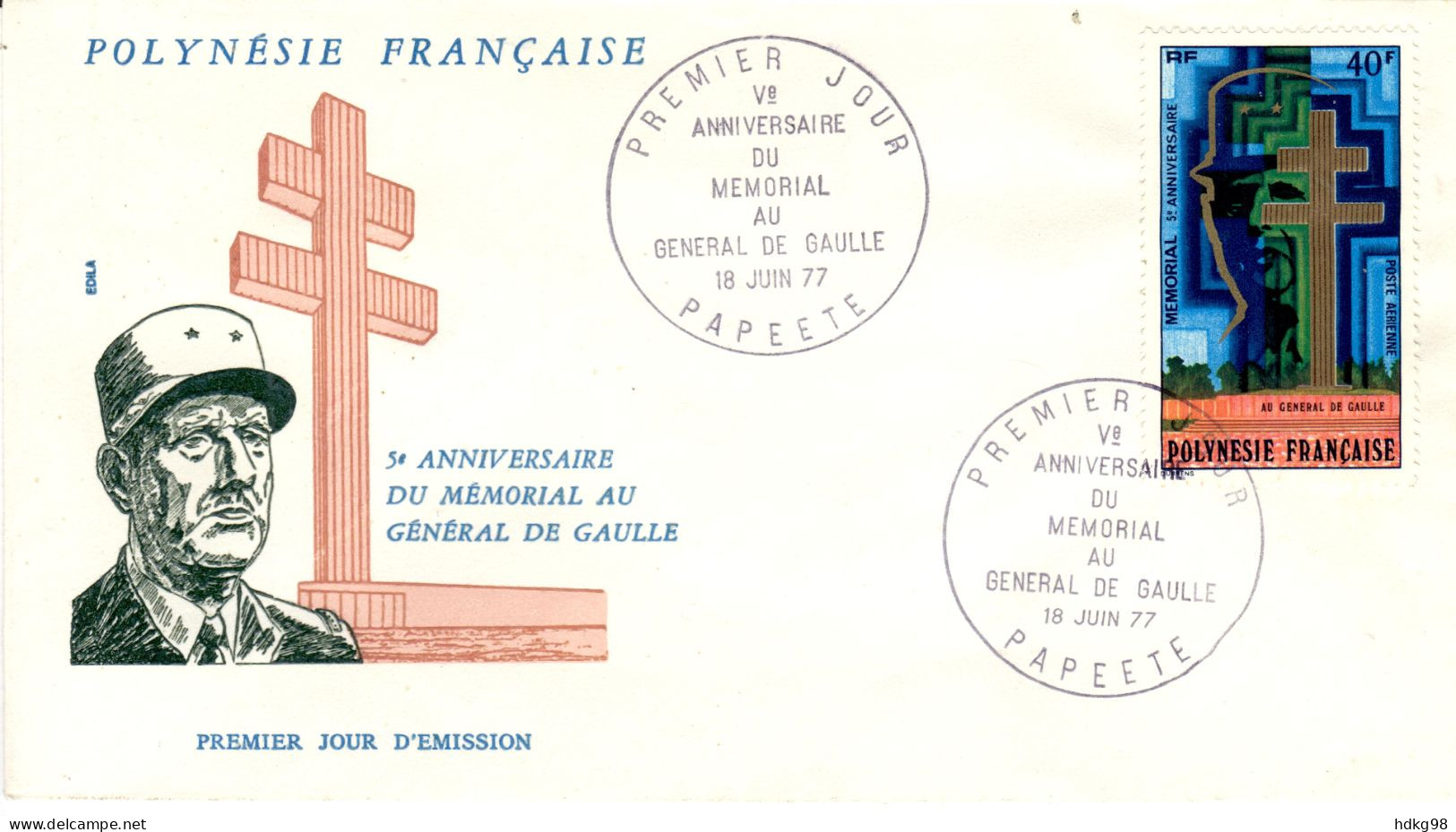 F P+ Polynesien 1977 Mi 237 FDC De Gaulle - Briefe U. Dokumente