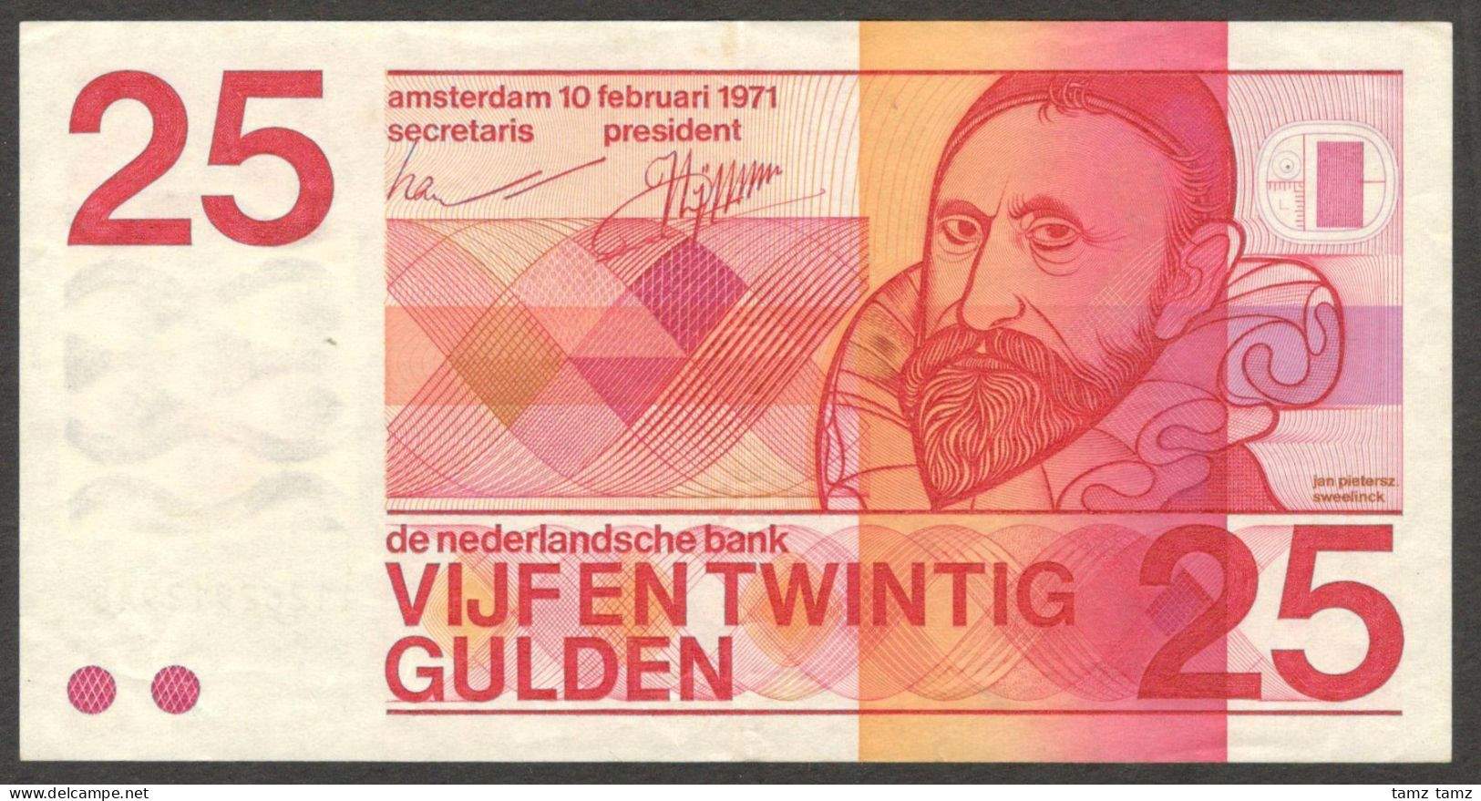 Netherlands 25 Gulden 1971 XF Crisp Paper - 25 Florín Holandés (gulden)