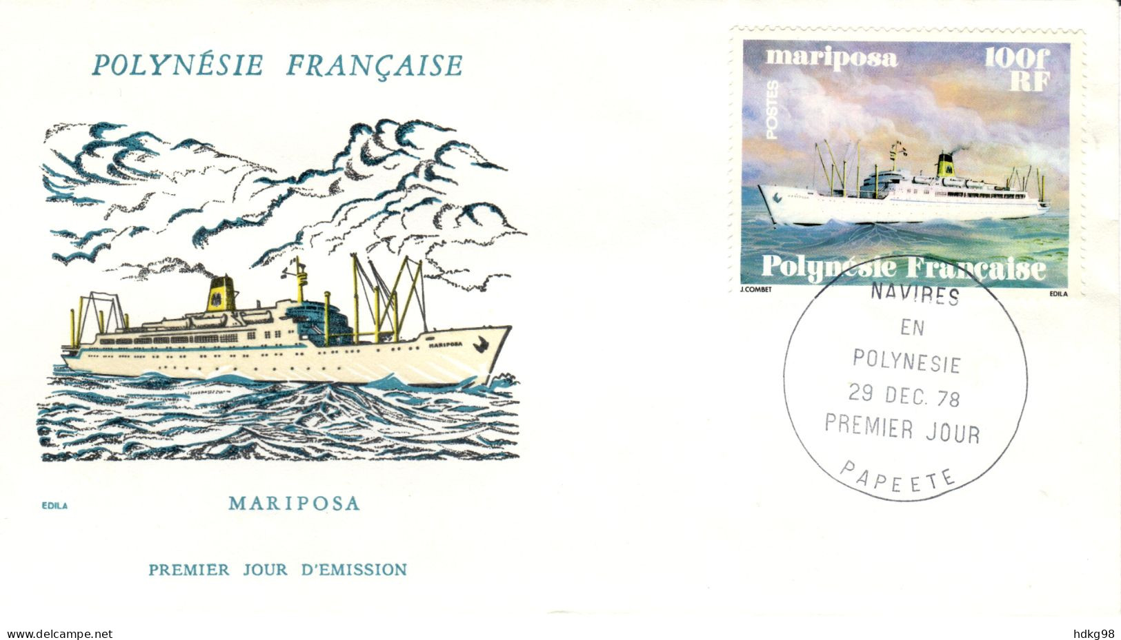 F P+ Polynesien 1978 Mi 271 FDC Mariposa - Covers & Documents