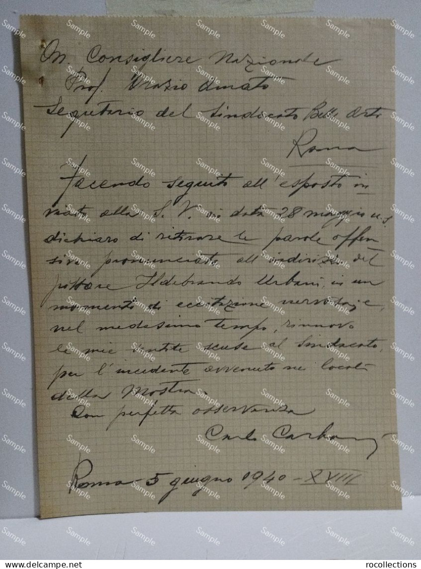 Lettere firmate e altro di incidente Fotografo CARLO CARBONI con artista ILDEBRANDO URBANI Roma 1940 Mercati Traianei