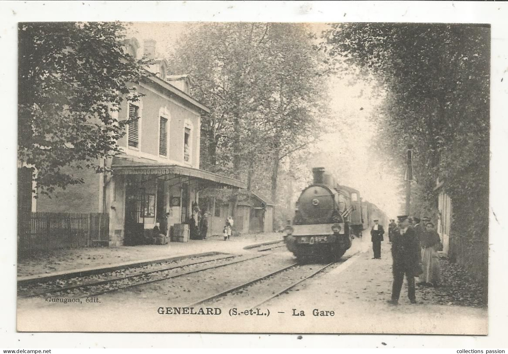 Cp, Chemin De Fer, La Gare Avec Train, 71, GENELARD, écrite 1918, Ed. Phototypie Desaix - Estaciones Con Trenes