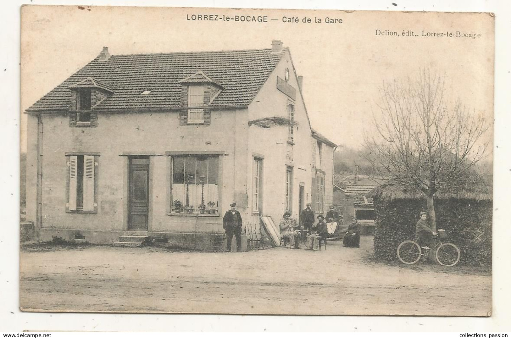Cp, Commerce, Café De La Gare, 77, LORREZ LE BOCAGE, Voyagée 1915 F.M. - Cafés